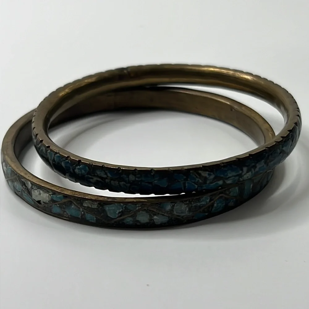 Vintage Brass Turquoise Bracelets